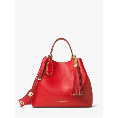 michael kors red brooklyn bag|Brooklyn large leather shoulder bag.